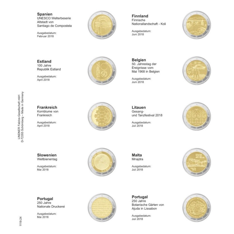 Euromince mince Strana 24. do Lindner albumu na 2 Euro mince (Febru...
