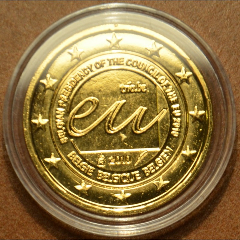 euroerme érme 2 Euro Belgium - Belgium EU elnöksége 2010 (aranyozot...