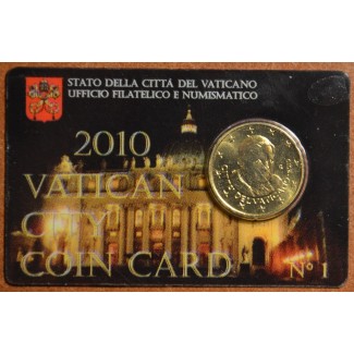 Euromince mince 50 cent Vatikán 2010 oficiálna karta No. 1 (BU)