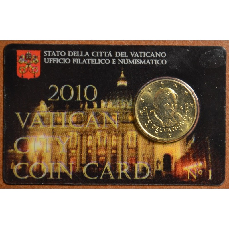 eurocoin eurocoins 50 cent Vatican 2010 official coin card No. 1 (BU)