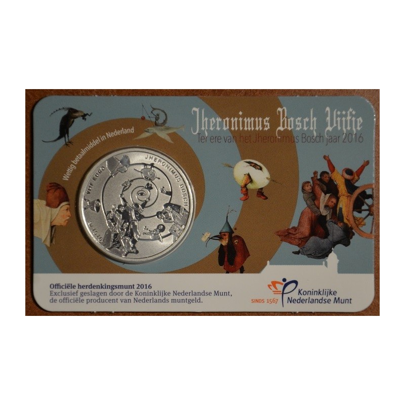 euroerme érme 5 Euro Hollandia 2016 Hieronymus Bosch (UNC kártya)