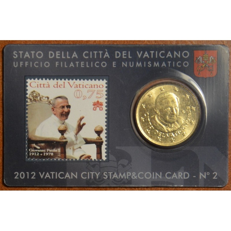 eurocoin eurocoins 50 cent Vatican 2012 official stamp and coin car...