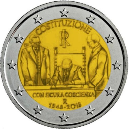 Euromince mince Poškodená 2 Euro Taliansko 2018 - 70. výročie talia...