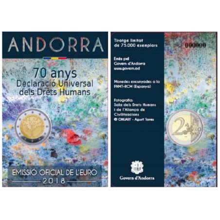 eurocoin eurocoins 2 Euro Andorra 2018 - 70 years of the Universal ...