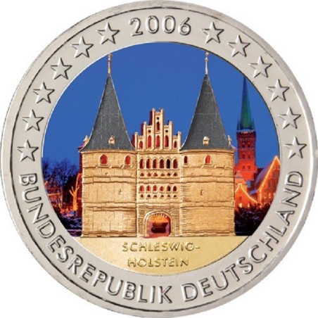 Euromince mince 2 Euro Nemecko \\"F\\" 2006 - Holstentor v Lübecku ...