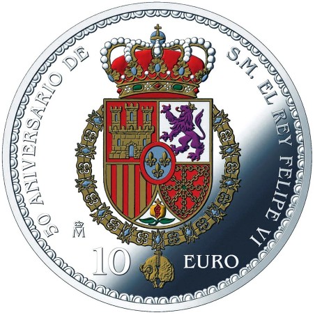 euroerme érme 10 Euro Spanyolország 2018 - Fülöp király 50. évfordu...