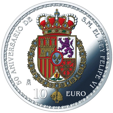 euroerme érme 10 Euro Spanyolország 2018 - Fülöp király 50. évfordu...